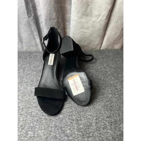 Steve Madden Irenee Heels Sandals Women's 8.5 M Black Suede Open Toe Ankle Strap - Picture 6 of 10